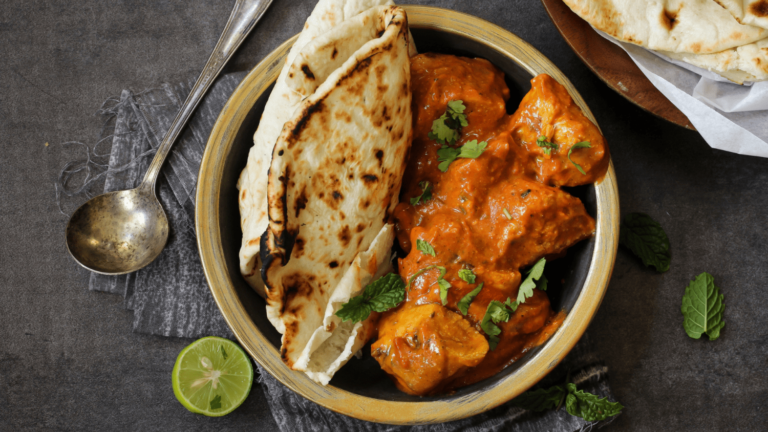 Butter chicken and garlic naan